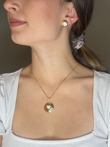 Golden heart Necklace + Earrings