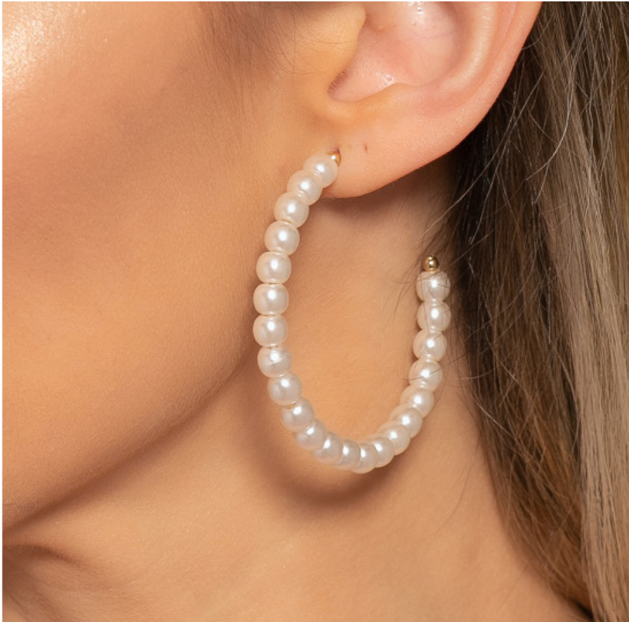 2'' Pearl Hoop Earrings